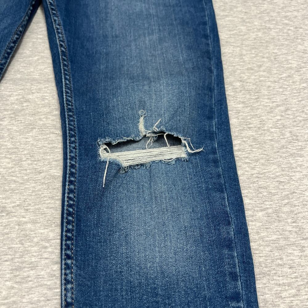 Zara Man Mens Jeans 30 Blue Faded Distressed Skinny Denim Stretch Crop Frayed - Picture 9 of 13